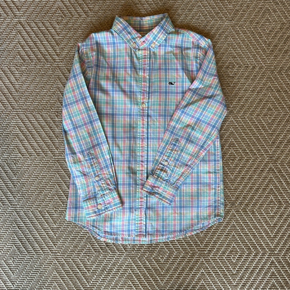 Vineyard Vines spring plaid button down, Size 7